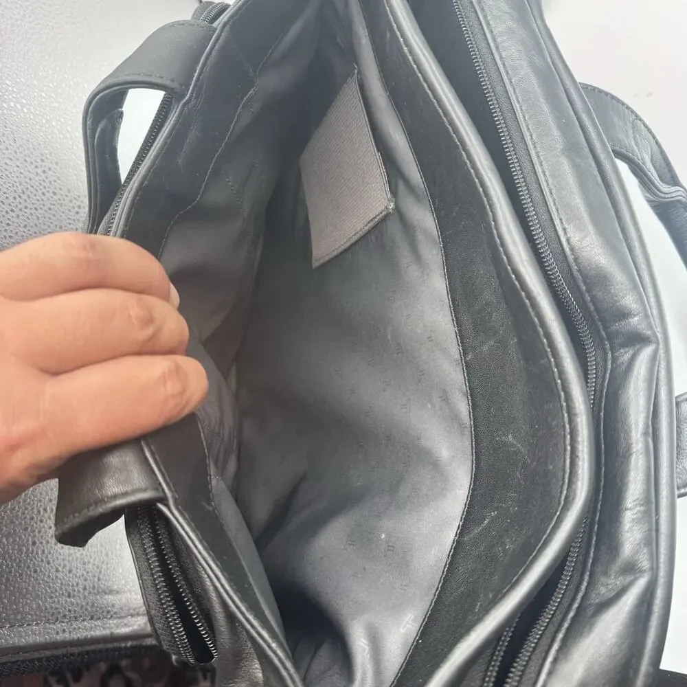 TUMI Expandable Organizer Laptop Brief - Black Leather